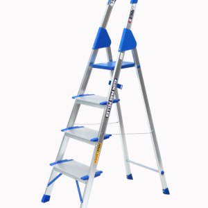 نردبان ۴ پله هایلوکس از نمای عمودی با طراحی ایمن و پله‌های ضد لغزش برای استفاده خانگی و اداری.